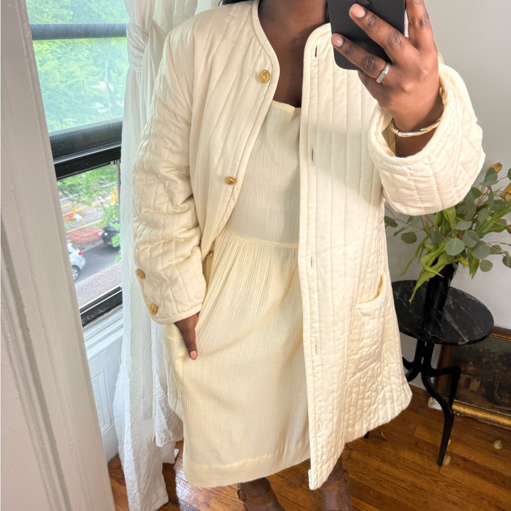 Cream cotton sleeveless dress - Picture 6 of 10